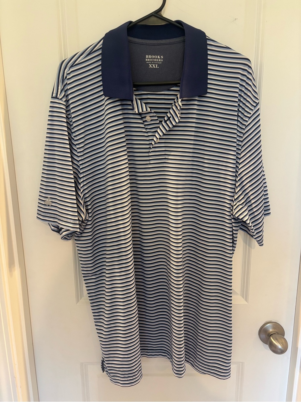 Brooks Brothers Navy and White Striped Polo